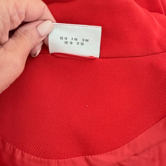 AKRIS Punto Red Mid Length Trench Pea Coat SU 14 Workwear Spring Fashion - Picture 12 of 13